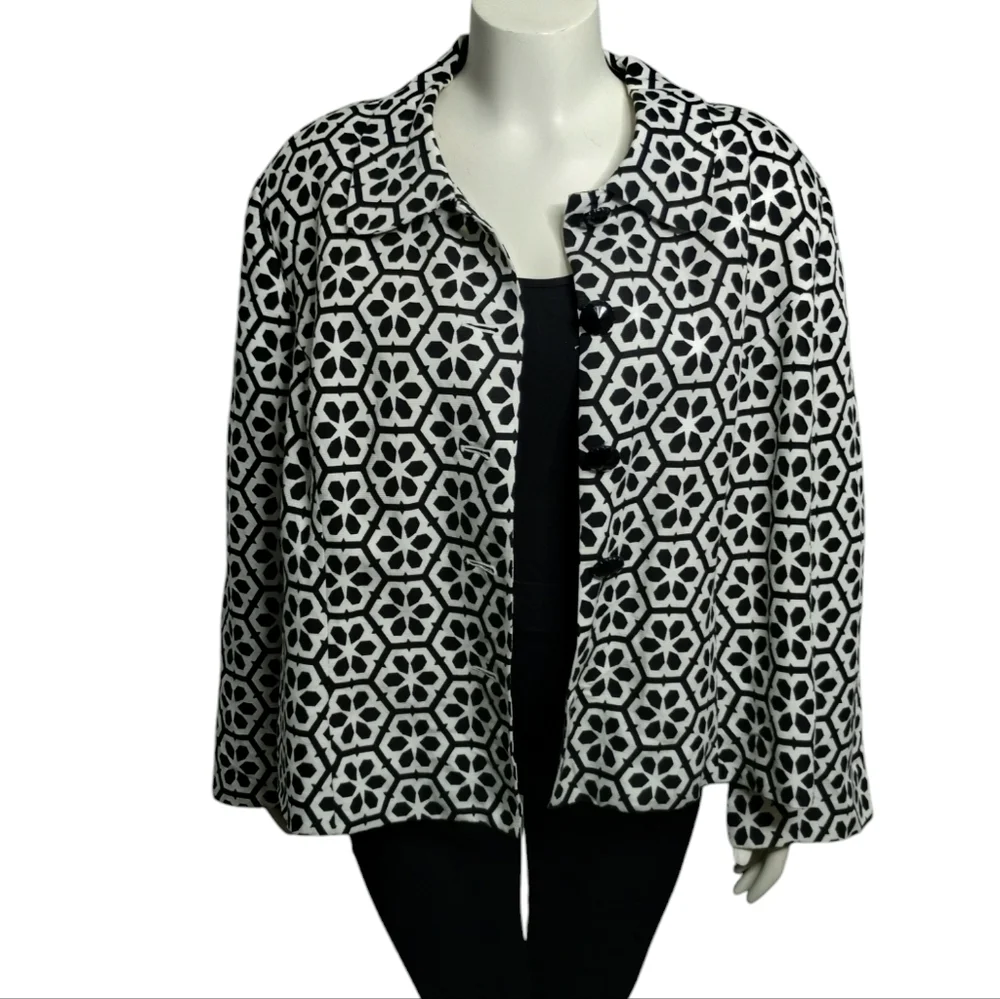 Trenz by Theresa Renz Women's Linen Blend Barrel Jacket size 3X Classic Quiet Lu